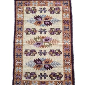 Covor tesut - Decor traditional, fond  maro si nuante de crem – 011 - imagine 12