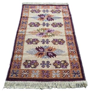 Covor tesut - Decor traditional, fond  maro si nuante de crem – 011 - imagine 11