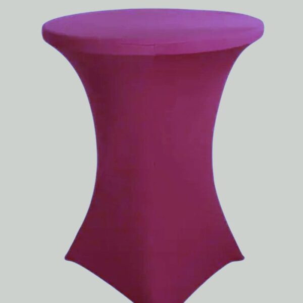Husa stretch Kotonia Home pentru masa rotunda cocktail - 83 cm diametru si 110 cm inaltime, fuxia