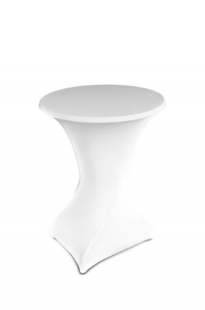 Husa stretch Kotonia Home pentru masa rotunda cocktail - 83 cm diametru si 110 cm inaltime, alba