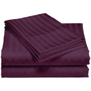 Husa de pat cu elastic Kotonia Home Deco, 100% bumbac, Damasc Saten, dimensiune dungi 1 cm, Violet - imagine 3