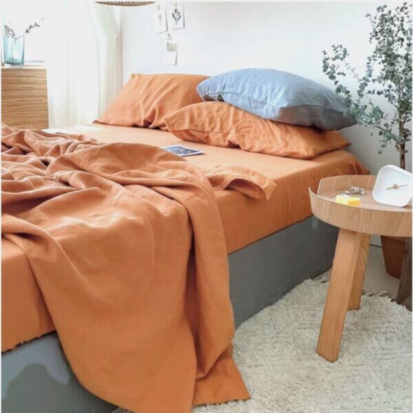 Cearceaf pentru pat Kotonia Home, 100% bumbac, ranforce color uni, cacao