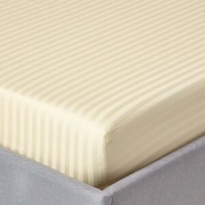 Husa de pat cu elastic Kotonia Home Deco, 100% bumbac, Damasc Saten, dimensiune dungi 1 cm, Vanilla - imagine 2