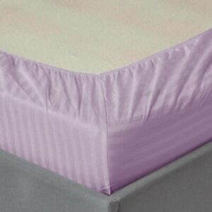 Husa de pat cu elastic Kotonia Home Deco, 100% bumbac, Damasc Saten, dimensiune dungi 1 cm, Lila - imagine 2