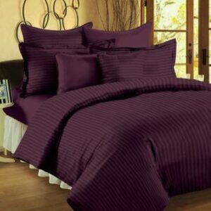 Husa de pat cu elastic Kotonia Home Deco, 100% bumbac, Damasc Saten, dimensiune dungi 1 cm, Violet - imagine 5