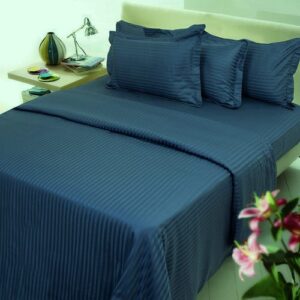 Set 2 fete de perna Kotonia Home Deco - Damasc Saten - 100% bumbac, dimensiune dungi 1 cm, Bleumarin - imagine 2
