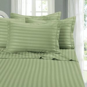 Husa de pat cu elastic Kotonia Home Deco, 100% bumbac, Damasc Saten, dimensiune dungi 1 cm, Verde Fistic - imagine 2