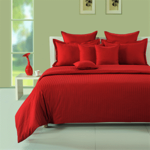 Set 2 fete de perna Kotonia Home Deco - Damasc Saten - 100% bumbac, dimensiune dungi 1 cm, Rosu - imagine 3