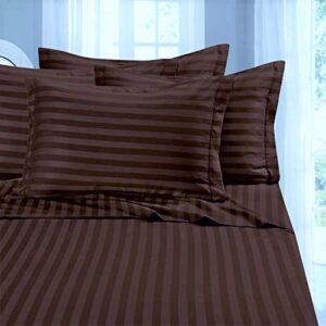 Lenjerie de pat Kotonia Home Hotel King Size, 100% bumbac, Damasc Saten dunga 1 cm, ciocolata - imagine 3