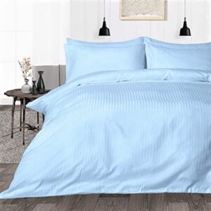 Lenjerie de pat Kotonia Home Hotel King Size, 100% bumbac, Damasc Saten dunga 1 cm, bleu ciel - imagine 4