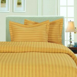 Husa de pat cu elastic Kotonia Home Deco, 100% bumbac, Damasc Saten, dimensiune dungi 1 cm, Mustar - imagine 3