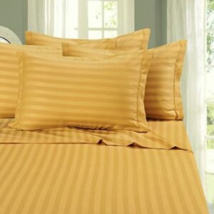 Husa de pat cu elastic Kotonia Home Deco, 100% bumbac, Damasc Saten, dimensiune dungi 1 cm, Mustar - imagine 2