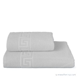 Prosop Kotonia Home Hotel - Greek Border Jacquard, 100% Bumbac, 50x70 cm, pentru picioare, 600 g/mp, alb - imagine 5