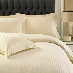 Lenjerie de pat Kotonia Home Hotel King Size, 100% bumbac, Damasc Saten dunga 1 cm, vanilla - imagine 3