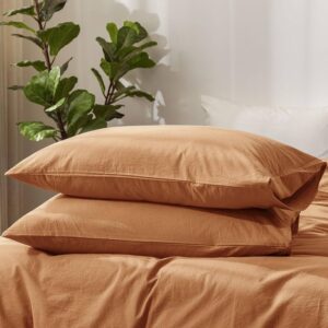 Cearceaf pentru pat Kotonia Home, 100% bumbac, ranforce color uni, cacao - imagine 2