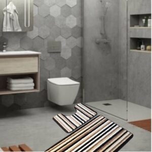 Set 2 covorase baie - cu membrana antiderapanta, 100% fibre sintetice, Sandy Vitality - imagine 4