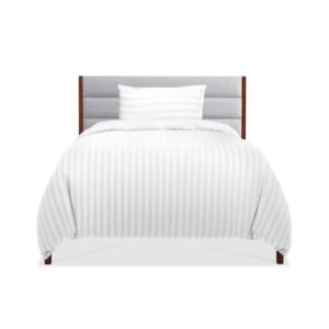 Cearceaf pentru pilota - Damasc cu latime dungi 2 cm, 100% bumbac, alb - imagine 5