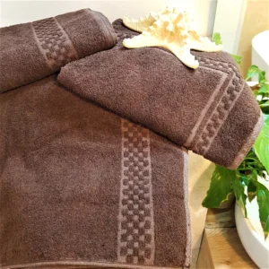 Prosop baie Kotonia Home Caro - 100% bumbac, maro - imagine 2