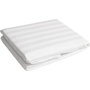 Cearceaf de pat, 100% bumbac, damasc cu latime dungi de 2 cm, alb - imagine 3
