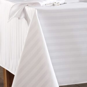 Pachet 4 bucati - fata de masa Kotonia Home Hotel, 120x120 cm, 100% bumbac, Damasc cu dimensiune dungi 2 cm, alb - imagine 4