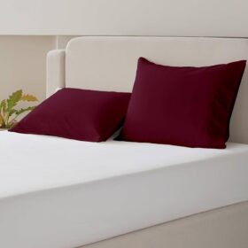 Set 2 Fete de perna Kotonia Home, 100% bumbac, finet color, dimensiunea 50x80 cm, bordo