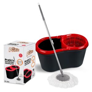 Mop rotativ Pratico - 360 grade cu maner telescopic, galeata ovala cu storcator incorporat, 14 L - imagine 2