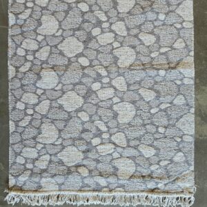 Covor cu decor traditional 80x200 cm, decor geometric, nuante gri