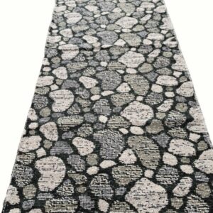Covor cu decor traditional 80x200 cm, decor geometric, negru cu nuante gri - imagine 2