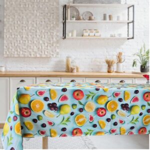Fata de masa Kotonia Home Exotic 3D- 100% bumbac, creton impermeabil, 180x220 cm, decor fructe