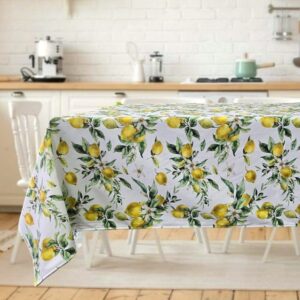 Fata de masa Kotonia Home Exotic - 100% bumbac, creton impermeabil, 180x220 cm, decor 3D lamai inflorit