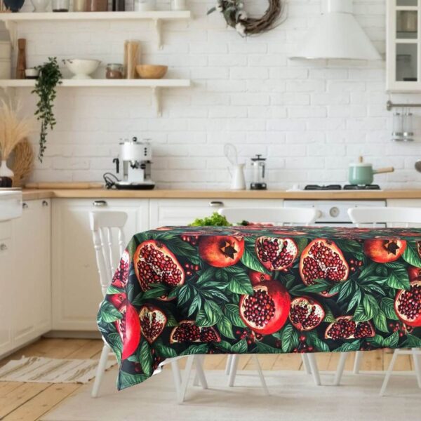 Fata de masa Kotonia Home Exotic 3D- 100% bumbac, creton impermeabil, 180x220 cm, decor rodii