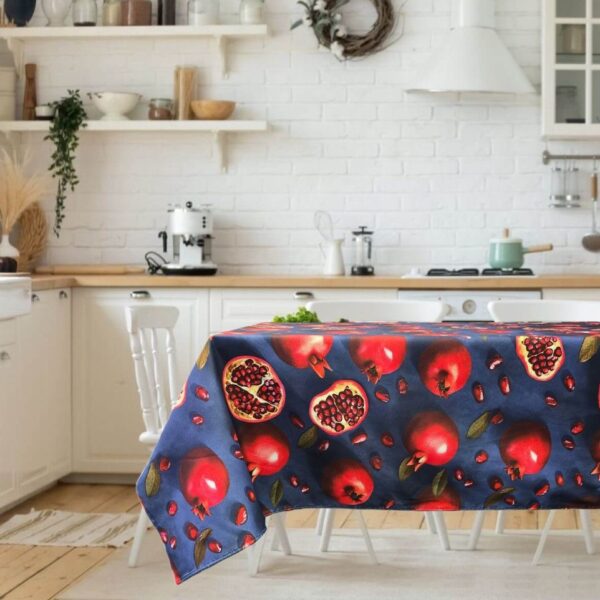 Fata de masa Kotonia Home Exotic 3D- 100% bumbac, creton impermeabil, 180x220 cm, decor felii de rodie