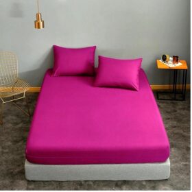 Husa de pat cu elastic Kotonia Home - Tricot, 100% bumbac, fuxia