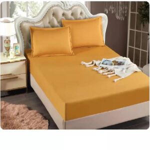 Husa pat cu elastic Kotonia Home - Tricot, 100% bumbac, mustar - imagine 2