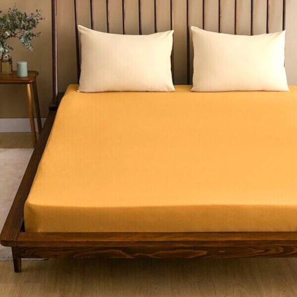 Husa pat cu elastic Kotonia Home - Tricot, 100% bumbac, mustar