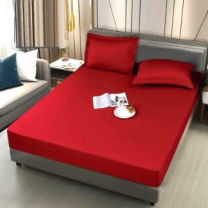 Husa pat cu elastic Kotonia Home - Tricot, 100% bumbac, rosu