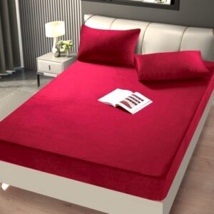 Husa pat cu elastic Kotonia Home - Tricot, 100% bumbac, rosu - imagine 3