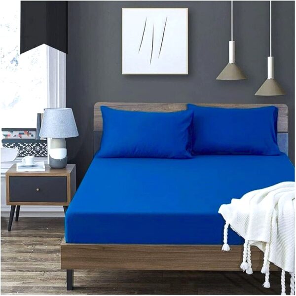 Husa de pat cu elastic Kotonia Home - Tricot, 100% bumbac, albastru