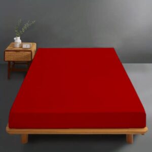 Husa pat cu elastic Kotonia Home - Tricot, 100% bumbac, rosu - imagine 2