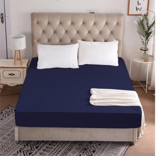 Husa pat cu elastic Kotonia Home - Tricot, 100% bumbac, bleumarin