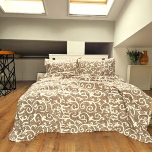 Lenjerie de pat 2 persoane, tesatura clasica neteda, 100% bumbac, decor floral - 07 - imagine 3
