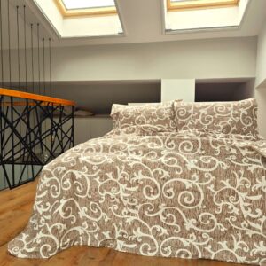 Lenjerie de pat 2 persoane, tesatura clasica neteda, 100% bumbac, decor floral - 07 - imagine 2