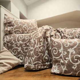 Lenjerie de pat 2 persoane, tesatura clasica neteda, 100% bumbac, decor floral - 07
