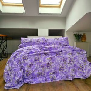 Lenjerie de pat 2 persoane, tesatura clasica neteda, 100% bumbac, decor floral - 05 - imagine 4