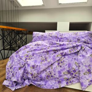 Lenjerie de pat 2 persoane, tesatura clasica neteda, 100% bumbac, decor floral - 05 - imagine 3