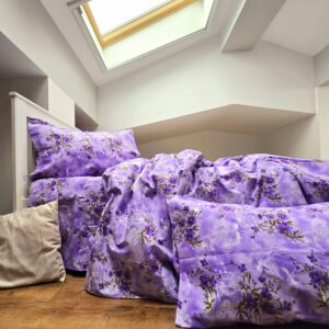Lenjerie de pat 2 persoane, tesatura clasica neteda, 100% bumbac, decor floral - 05 - imagine 2