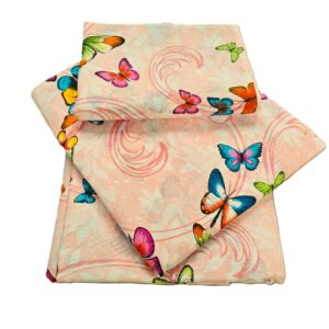 Lenjerie de pat 2 persoane, tesatura clasica neteda, 100% bumbac, decor fluturi - 23 - imagine 6