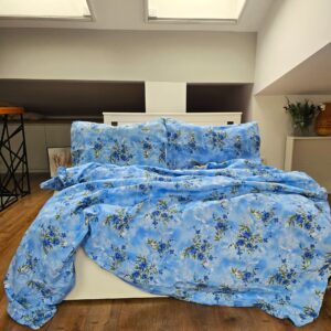 Lenjerie de pat 2 persoane, tesatura clasica neteda, 100% bumbac, decor floral - 06 - imagine 2