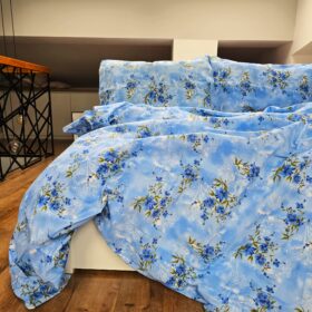 Lenjerie de pat 2 persoane, tesatura clasica neteda, 100% bumbac, decor floral - 06