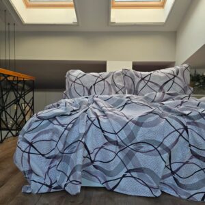 Lenjerie de pat 2 persoane, tesatura clasica neteda, 100% bumbac, decor geometric - 26 - imagine 4